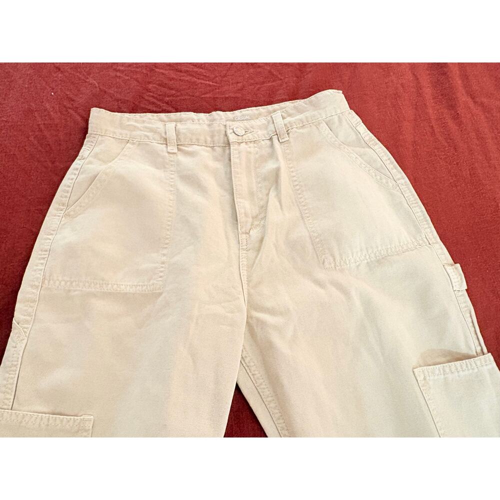 Primark Tan Cargo Pants Utility Gorpcore Straight Leg Cotton Casual Tan Sz 6 - Picture 3 of 7